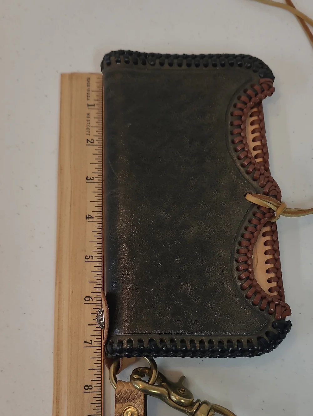 Leather Wallet W/ Wrist Clip Western Style Rodeo Cowboy Handmade Unique!